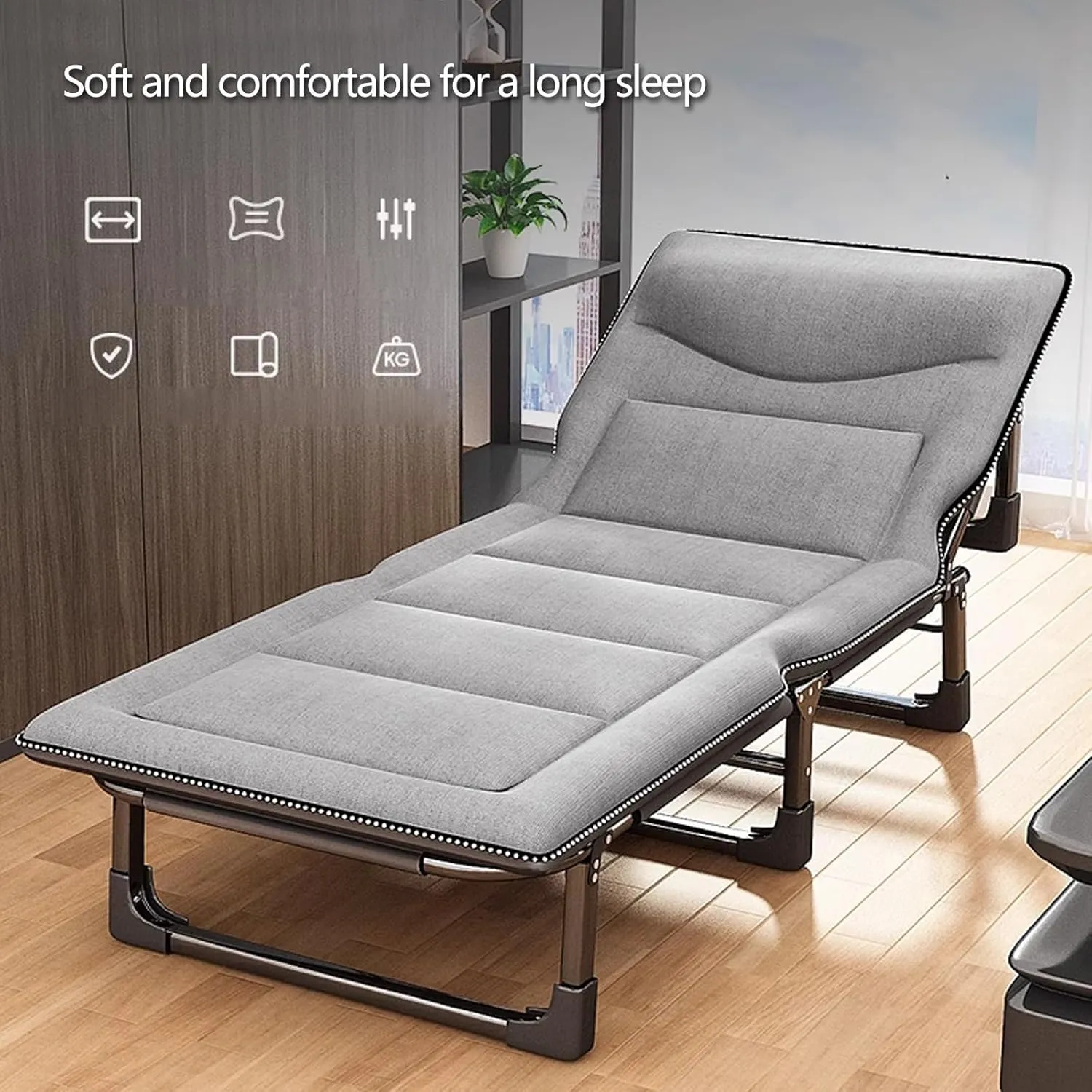 Generic Folding Bed with Mattress Queen 3 in 1 Folding Camping Cot Bed 4 Positions Adjustable Patio Chaise Lounge Chair for Bedroom Pool Patio(B,190 * 68 * 30cm), OAJAADDPJ-B-190*68*30CM