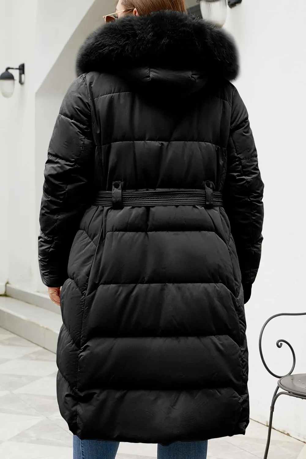 Geschallino Women's Puffer Coat Plus Size Winter Jacket Warm Hooded Thicken Long Padded Bubble Outerwear (1X-5X)