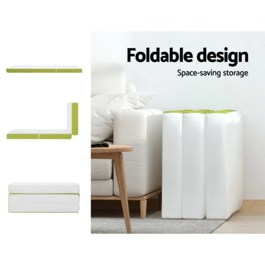 Giselle Bedding Foldable Mattress Folding Foam Trifold Green FOAM-MFM-TRIO-MES-GN