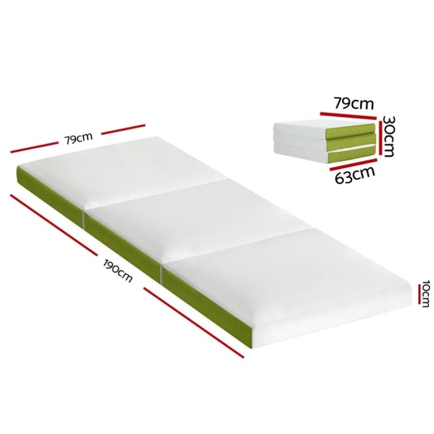 Giselle Bedding Foldable Mattress Folding Foam Trifold Green FOAM-MFM-TRIO-MES-GN
