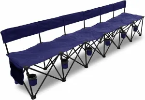 GoTEAM! Pro 6 Seat Portable Folding Team Bench w/Cupholders - Soccer Benches for Team - Carrying Bag Included - Folding Bench Camping Chairs - Sideline Soccer Bench - Portable Camping Chair (Navy