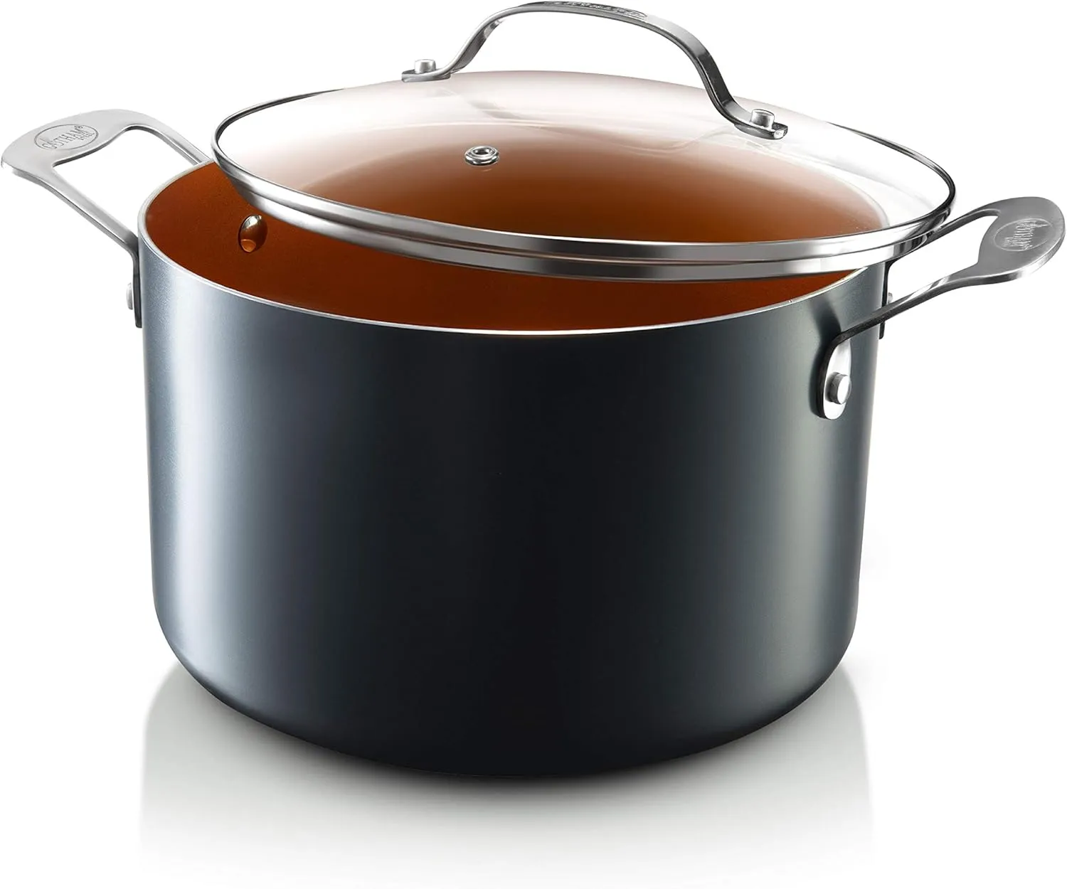 Gotham Steel 7 Quart Nonstick Stock Pot Multipurpose Pot Pasta Pot with Ultra Nonstick Diamond Surface, Includes Tempered Glass Lid-100% PFOA Free, Metal Utensil Safe, Easy Cleanup, Dishwasher Safe