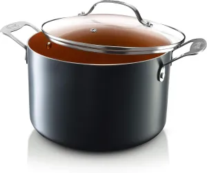 Gotham Steel 7 Quart Nonstick Stock Pot Multipurpose Pot Pasta Pot with Ultra Nonstick Diamond Surface, Includes Tempered Glass Lid-100% PFOA Free, Metal Utensil Safe, Easy Cleanup, Dishwasher Safe