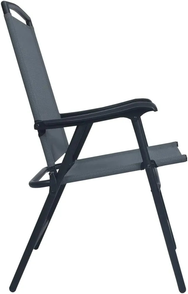 Gray Folding Patio Chairs Set of 2 with Textilene Fabric and Steel Frame Foldable Design for Outdoor Indoor Use in Garden Patio Beach Camping Dining Room