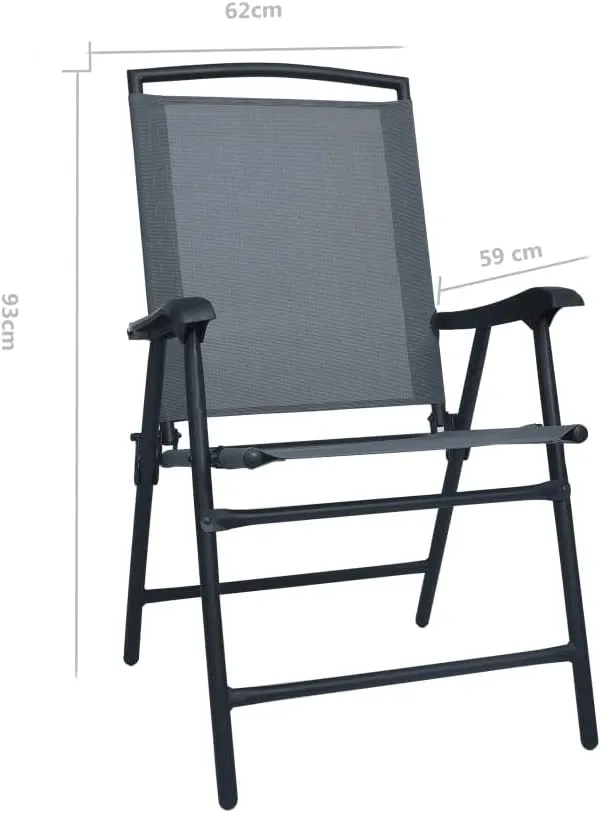 Gray Folding Patio Chairs Set of 2 with Textilene Fabric and Steel Frame Foldable Design for Outdoor Indoor Use in Garden Patio Beach Camping Dining Room