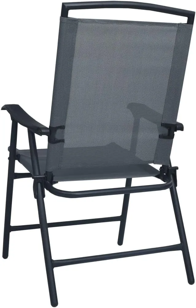 Gray Folding Patio Chairs Set of 2 with Textilene Fabric and Steel Frame Foldable Design for Outdoor Indoor Use in Garden Patio Beach Camping Dining Room