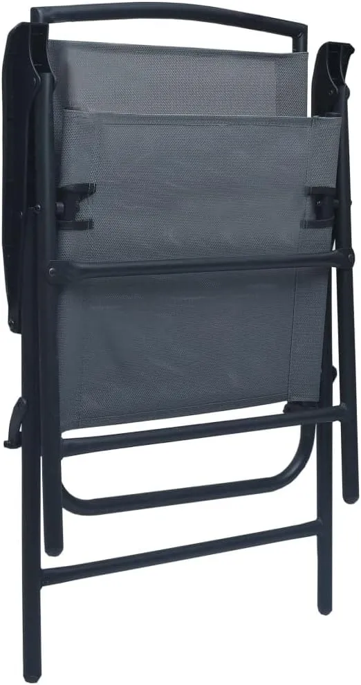 Gray Folding Patio Chairs Set of 2 with Textilene Fabric and Steel Frame Foldable Design for Outdoor Indoor Use in Garden Patio Beach Camping Dining Room
