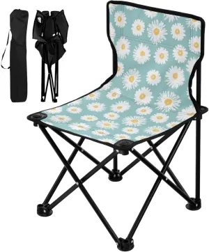 Gredecor Ultralight Camping Chair, Portable Durable Folding Chair with Carry Bag and for Outdoor Camp, Travel, Beach, Picnic, Hiking, Backpacking, Naive Daisy Flowers Blue