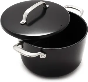 GreenPan GP5 Hard Anodized Advanced Healthy Ceramic Nonstick, 8QT Stock Pot with Insulated Lid, PFAS-Free, Induction, Dishwasher Safe, Oven & Broiler Safe, Black
