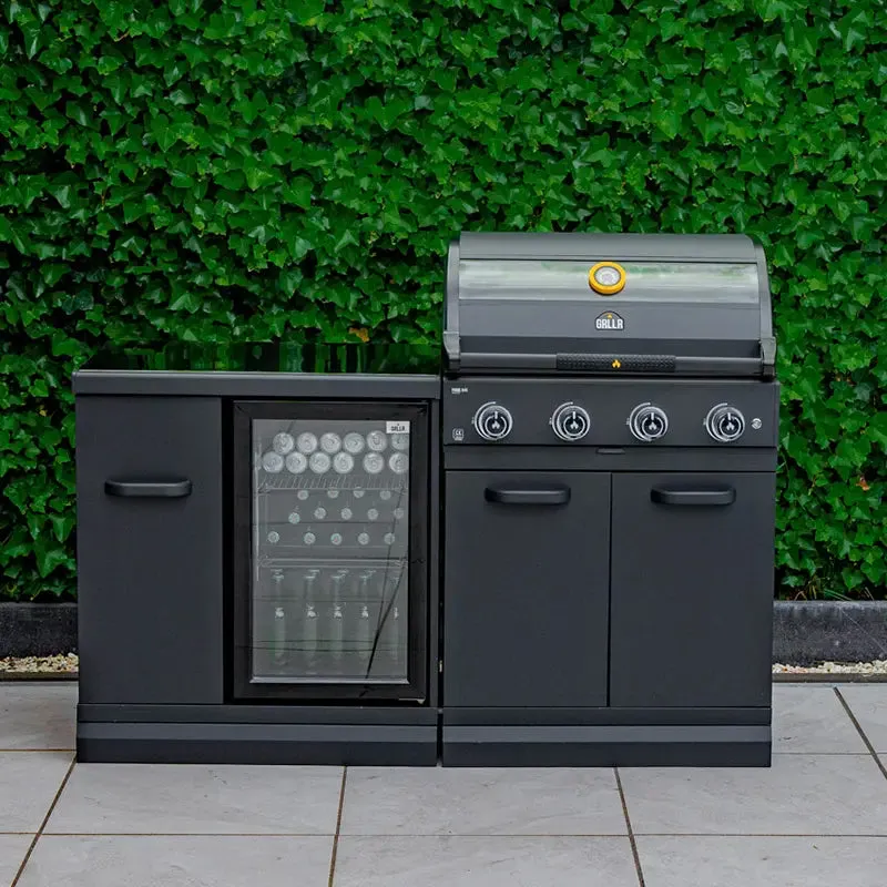 GRLLR Outdoor Kitchen 5 Burner BBQ, Fridge,Sink and kamado