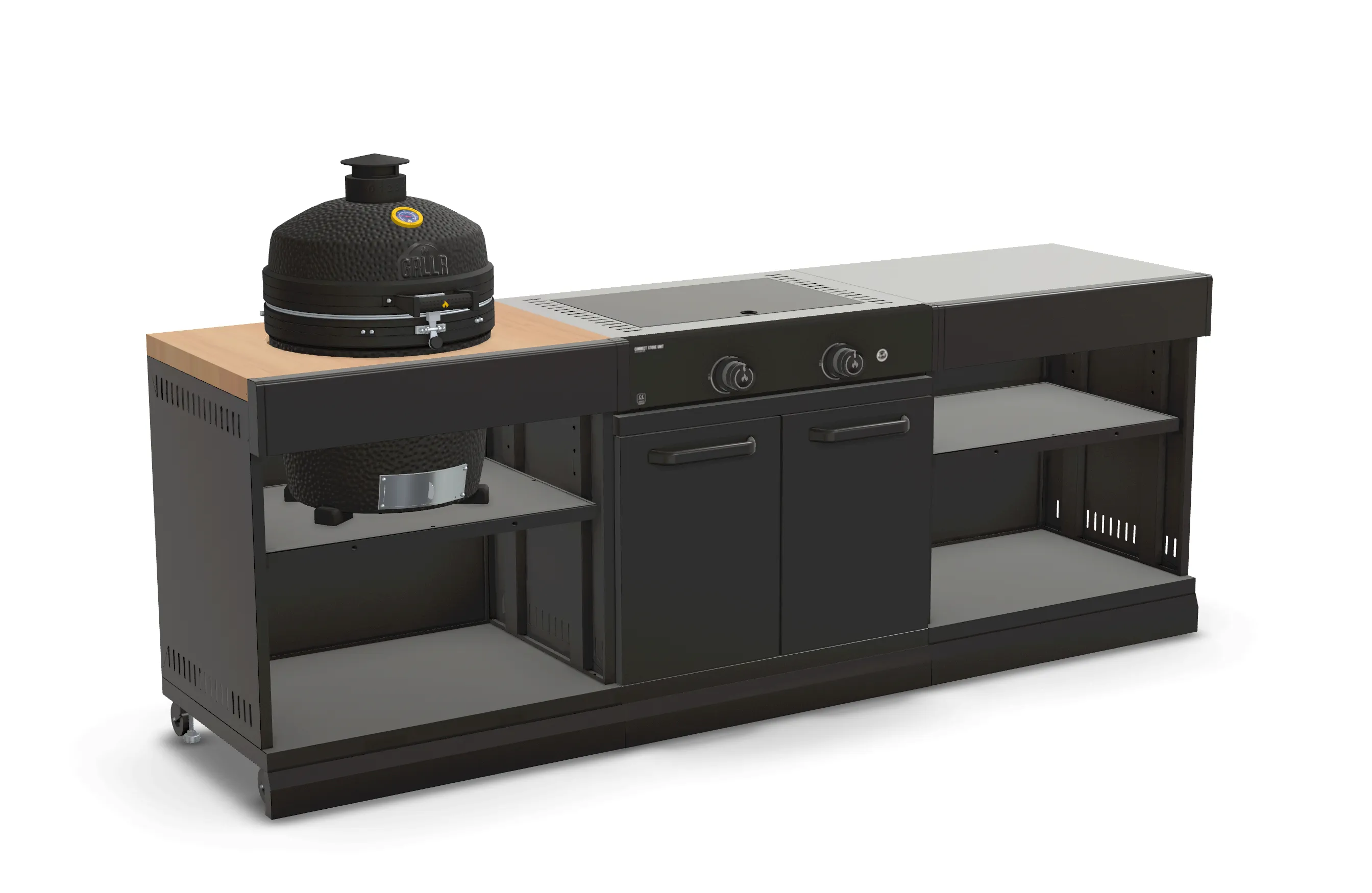 GRLLR Outdoor Kitchen Kamado Stove and Open shelve