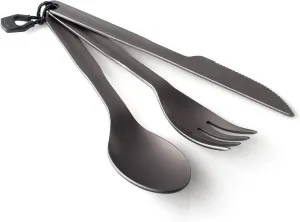 GSI Outdoors Halulite Ulralight 3 Piece Ring Cutlery, Spoon, Fork and Knife Set for Camping, Picnics, and Travel