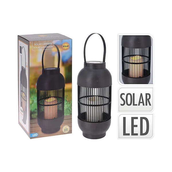 H & S COLLECTION CX2100100 SOLAR LANTERN ABS AND RATTAN