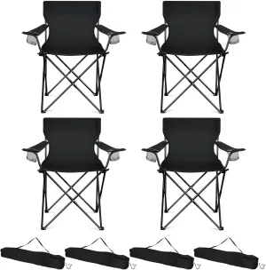 HaSteeL Camping Chairs 4 Pack, Oversized Folding Chair with Cup Holders for Adults, Portable Chair & Carry Bag for Outdoor Backyard, Beach, Lawn, Patio, Picnic, Fishing, Oxford Fabric & Heavy Duty