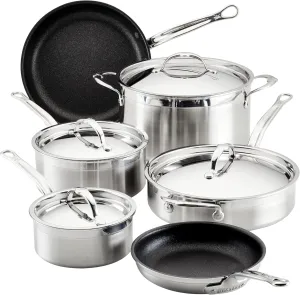 Hestan - ProBond Collection - Professional Clad Stainless Steel TITUM Nonstick Cookware Set, Induction Cooktop Compatible, Made without PFOAs (10-Piece)