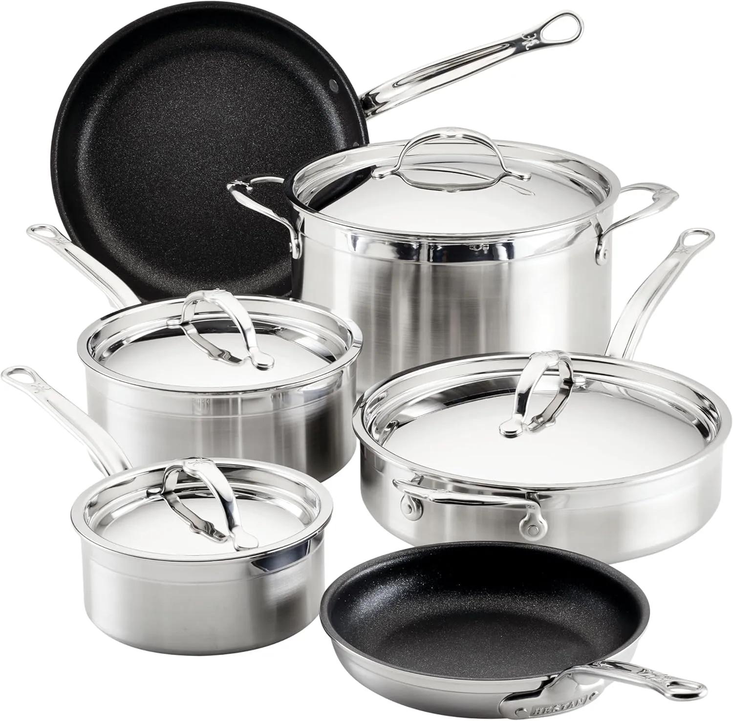 Hestan - ProBond Collection - Professional Clad Stainless Steel TITUM Nonstick Cookware Set, Induction Cooktop Compatible, Made without PFOAs (10-Piece)