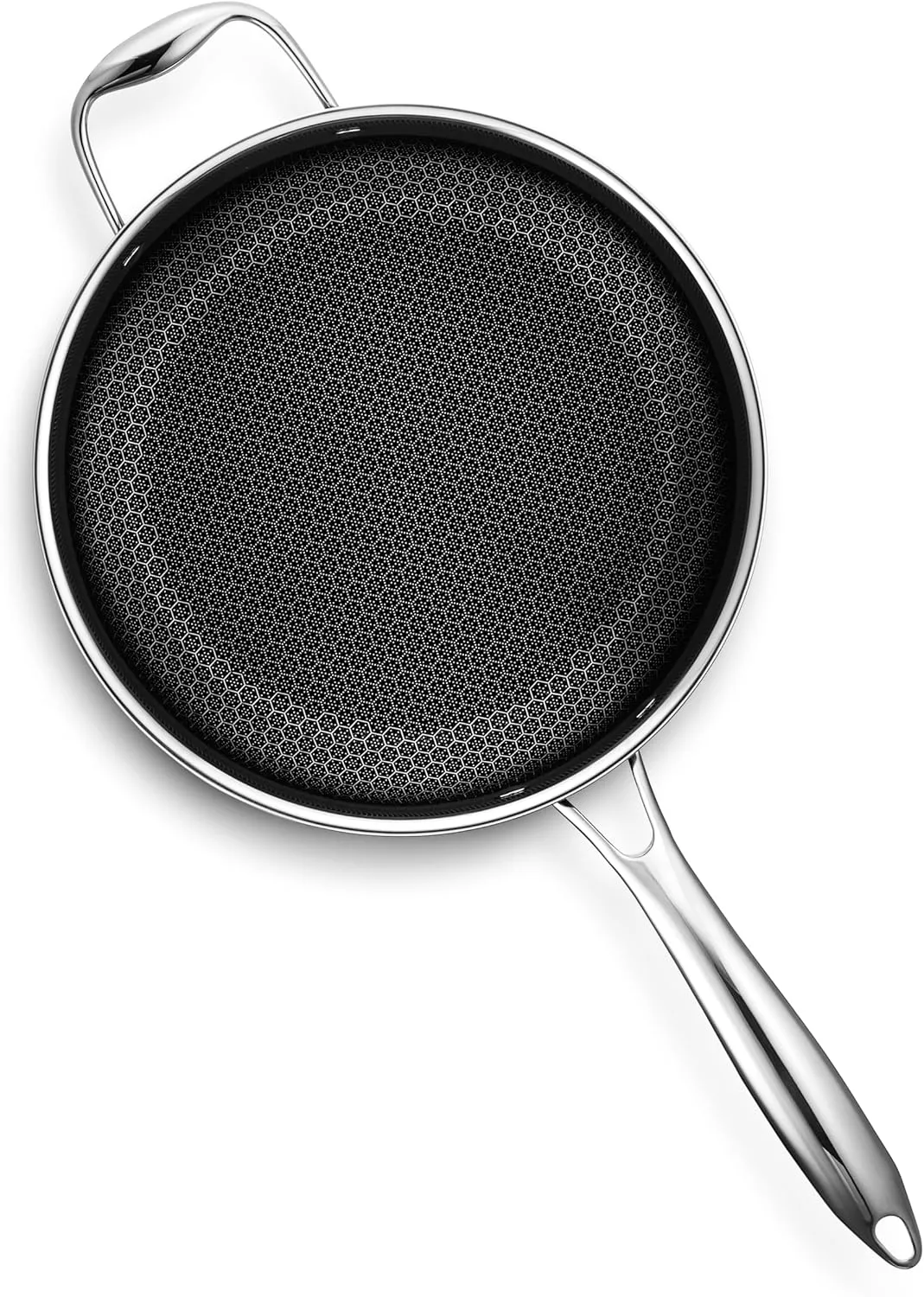 HexClad Hybrid Nonstick 5-Quart Saucepan with Tempered Glass Lid, Stay-Cool Handle, Dishwasher-Friendly, Oven-Safe Up to 900°F, Induction-Ready, Compatible with All Cooktops