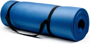High Density Extra Thick Padded Yoga Mat - 3/4 Inch Thick! (BLUE)
