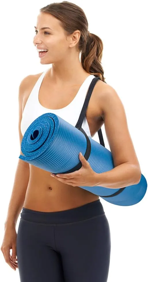 High Density Extra Thick Padded Yoga Mat - 3/4 Inch Thick! (BLUE)