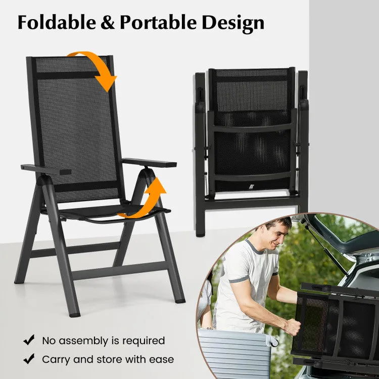 Hivvago Outdoor Dining Chair with Soft Padded Seat and 7-Position Adjustable Backrest Set of 2-Black