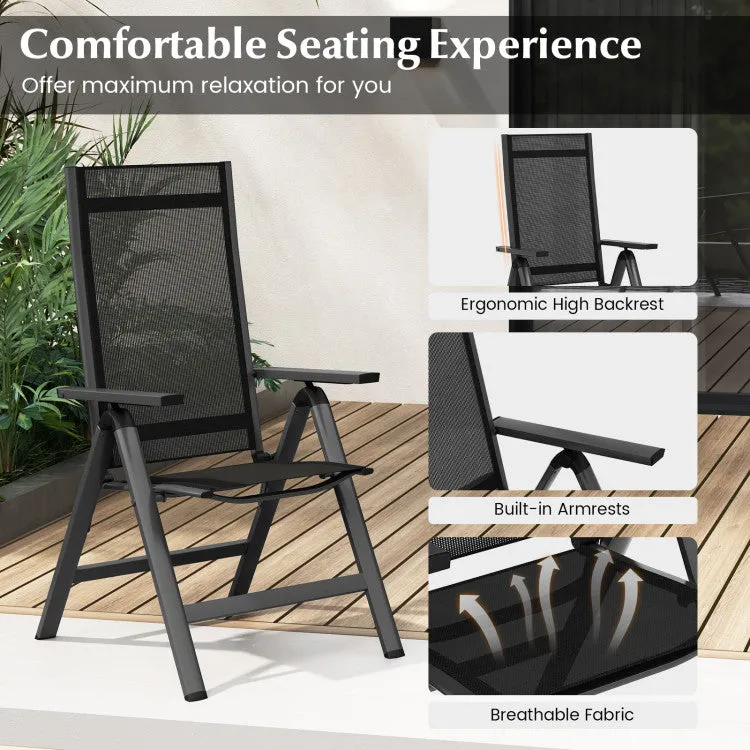 Hivvago Outdoor Dining Chair with Soft Padded Seat and 7-Position Adjustable Backrest Set of 2-Black