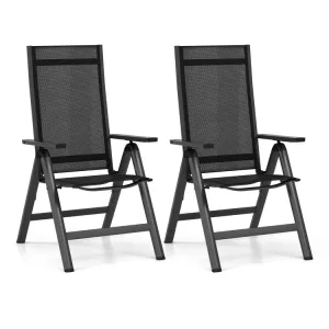 Hivvago Outdoor Dining Chair with Soft Padded Seat and 7-Position Adjustable Backrest Set of 2-Black