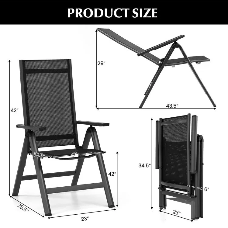 Hivvago Outdoor Dining Chair with Soft Padded Seat and 7-Position Adjustable Backrest Set of 2-Black
