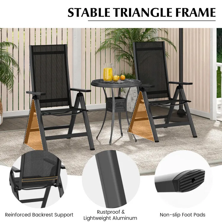 Hivvago Outdoor Dining Chair with Soft Padded Seat and 7-Position Adjustable Backrest Set of 2-Black