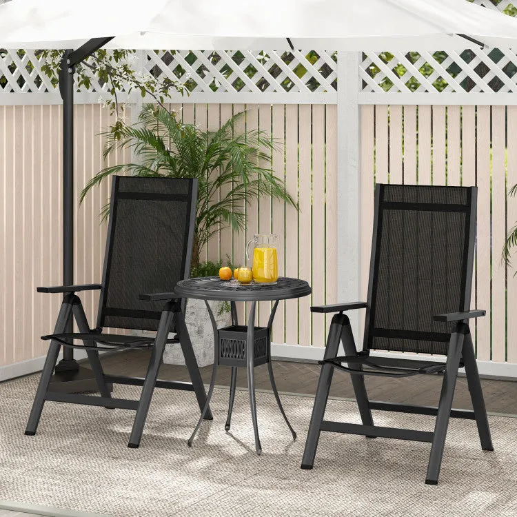 Hivvago Outdoor Dining Chair with Soft Padded Seat and 7-Position Adjustable Backrest Set of 2-Black