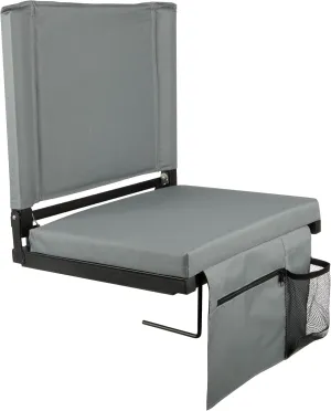 Home-Complete Bleacher Seat - Stadium Seat Cushion with Pocket and Cupholder - Wide Portable Sports Chair - Stadium Seats with Back Support (Gray)