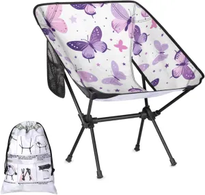 Honeybaby Folding Camping Chair Butterflies Stars Camping Chairs Lightweight Portable Chair Outdoor Foldable Chairs for Camping Travel Picnic Beach Hiking