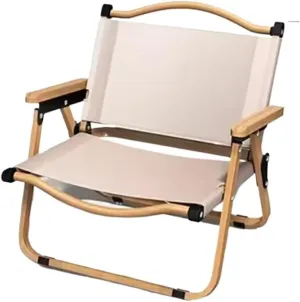 Hoop Earrings 2pcs/1pcs Portable Camping Chair Outdoor Folding Chair Aluminum Alloy Wood Grain Folding Chair Camping Equipment Chair(1PCS Khaki 78CM)