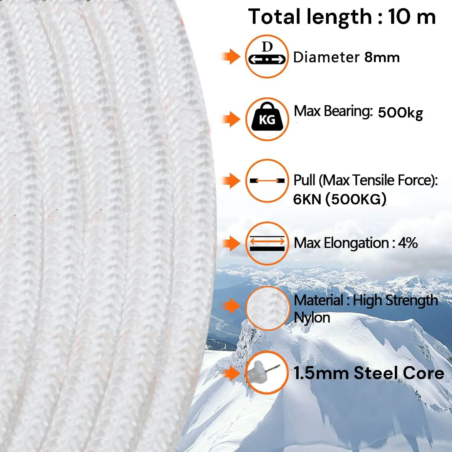 Huge selection Static Rope Invitation-only deal Rope 8mm Rock Safety Anchor 10m Climbing Rope Nylon Outdoor Boat Dock Lines Marine