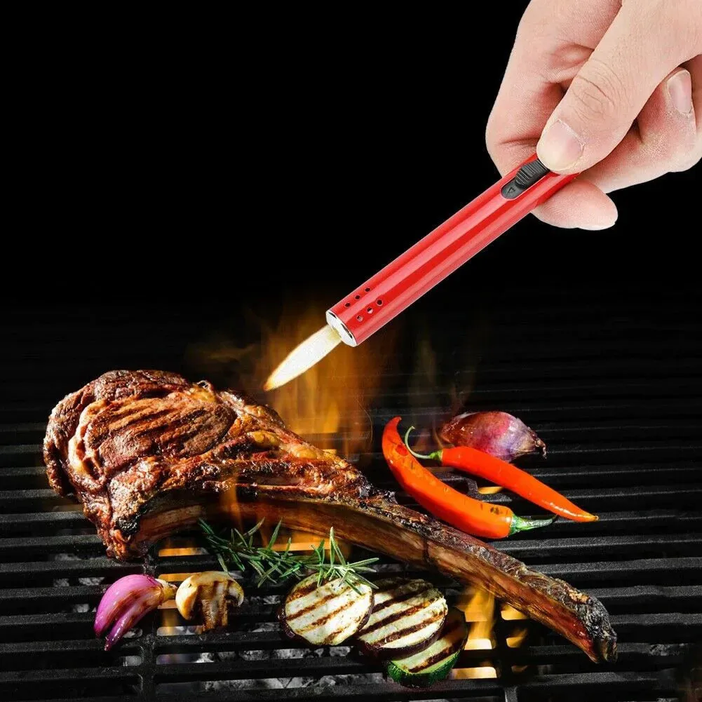 HULIANFU Metal Torch Lighter Outdoor Barbecue Charcoal Gas Cooker Butane Torch Soplete Cocina Stove Lighter Kitchen Igniter Gun Lighter