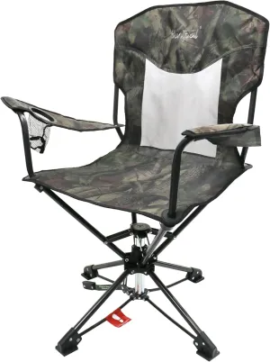 HUNTPAL 360° Swivel Hunting Chair for Blinds, Foldable Steel Frame with Armrests, Rotary Locking, Cup Holder & Shoulder Strap, Water-Resistant 600D Canvas Outdoor Seat for Hunting & Fishing