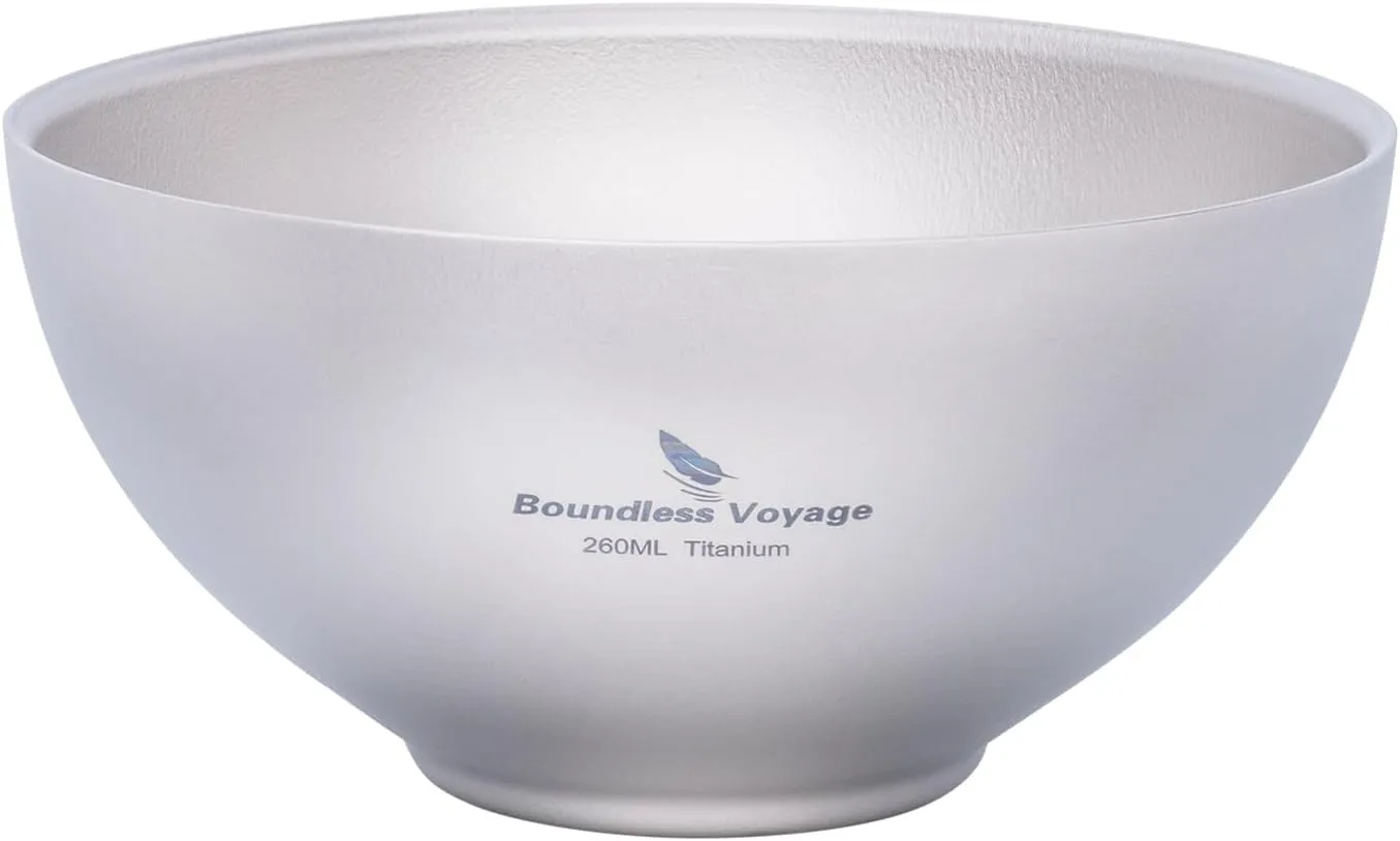 iBasingo 260ml Titanium Double Wall Bowl Ultra-light Portable Bowl Outdoor Camping Tableware Small Durable Metal Food Rice Soup Bowl Ti1081T