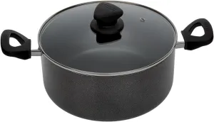 Imusa Nonstick Stock Pot with Glass Lid 4.8-Quart Cookware, Black