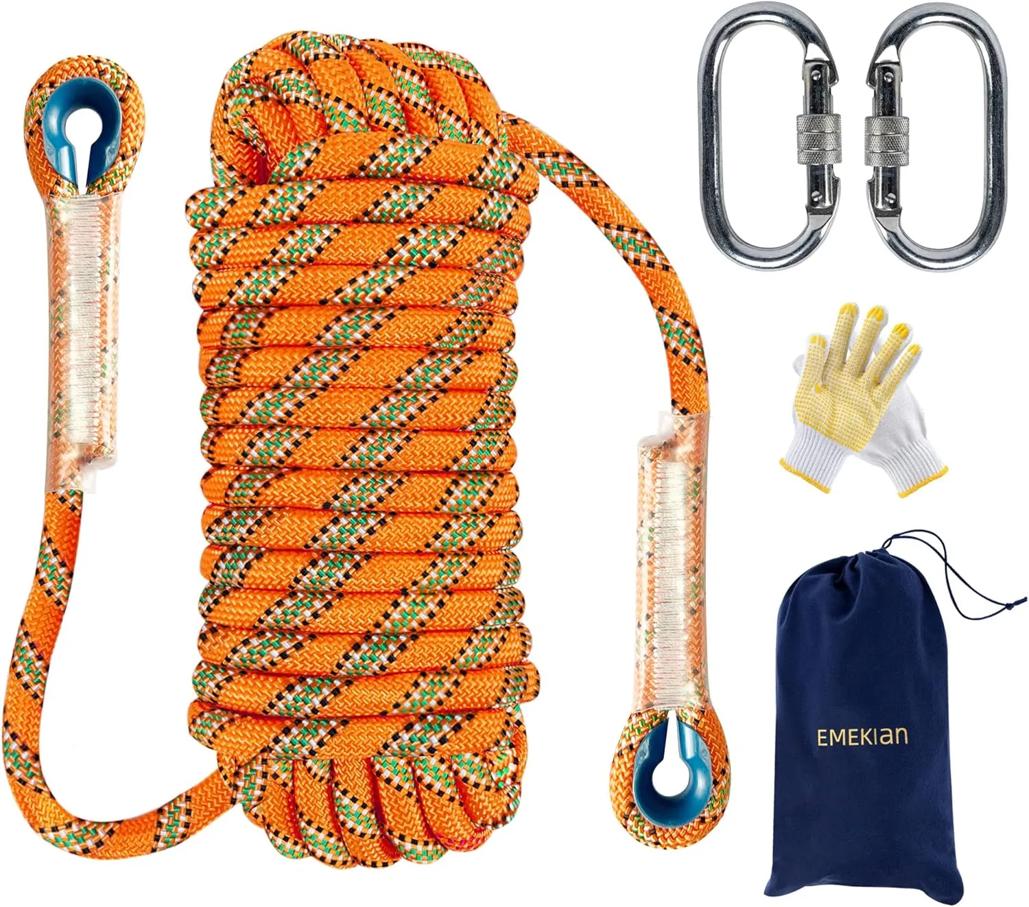 Indoor Outdoor Climbing Rope, Static Rock Climbing Rope for Escape Rope, Ice Climbing Equipment, Fire Safety Rescue Rope, with Non Slip Gloves
