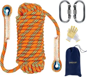 Indoor Outdoor Climbing Rope, Static Rock Climbing Rope for Escape Rope, Ice Climbing Equipment, Fire Safety Rescue Rope, with Non Slip Gloves