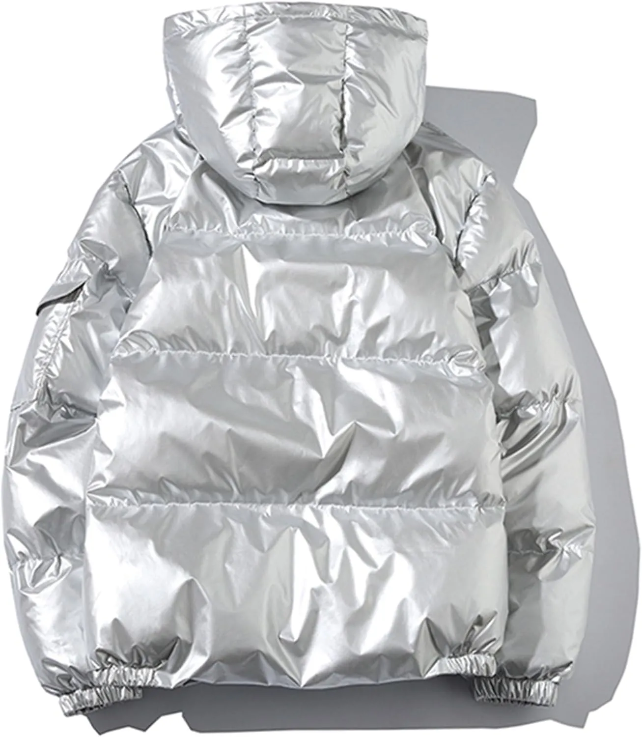 JEsilunmaMY Men's Warm Padded Shiny Puffer Jackets Thicken Casual Hooded Puffy Down Coat Windproof Winter Coats for Men