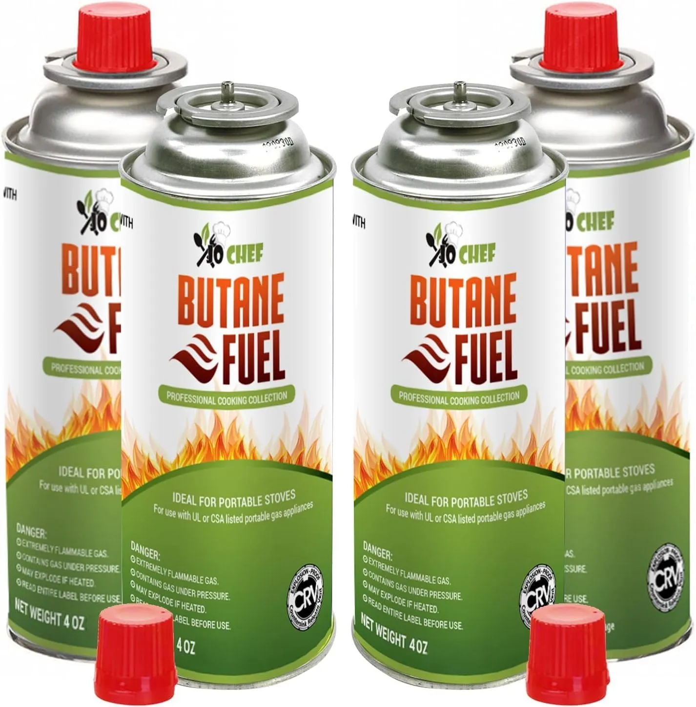 Jo Chef Butane Fuel Canister – Pure Refined Butane Gas Cylinder for Camping Stove, Portable Burners, Blow Torch Head, BBQ, Lighters & DIY Tools