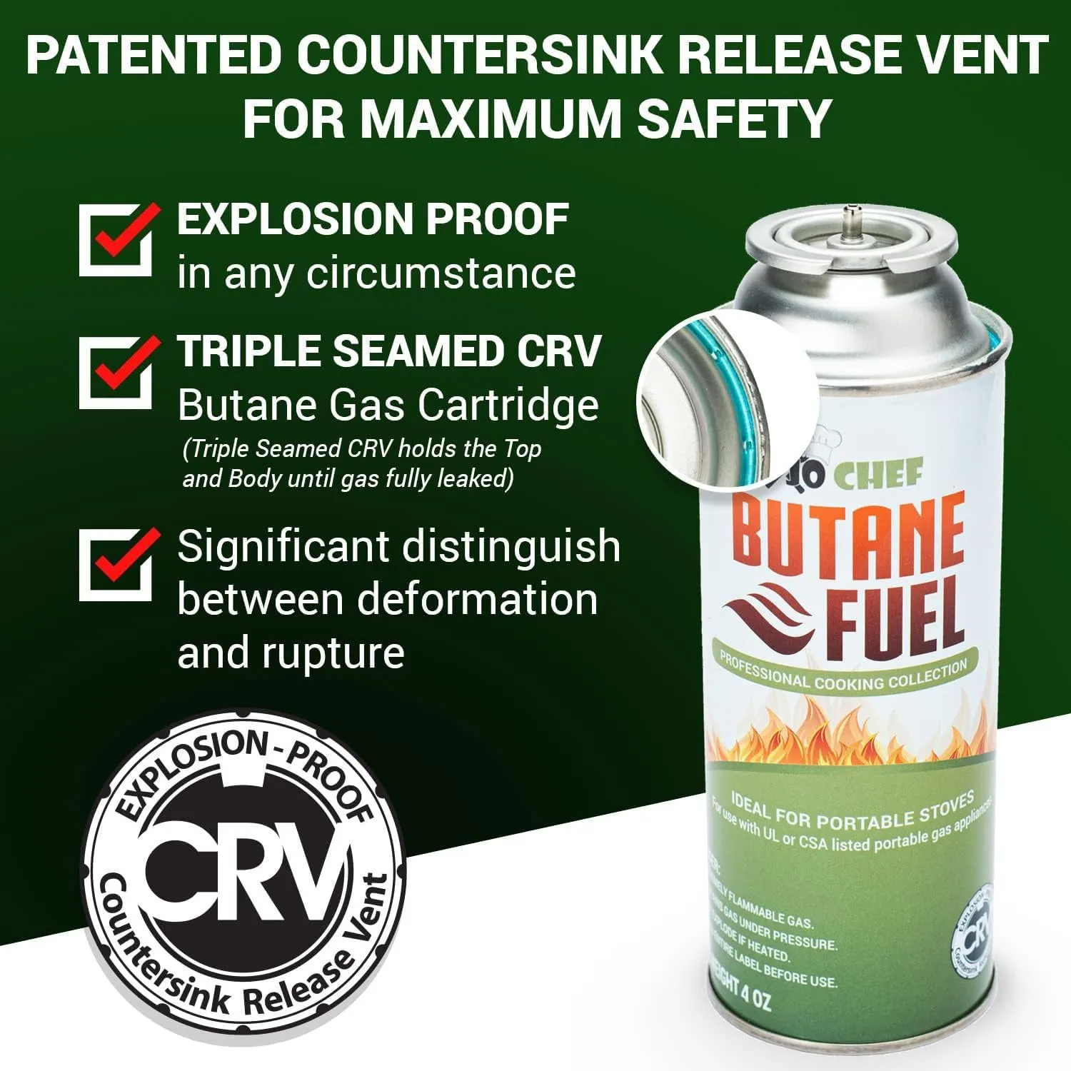 Jo Chef Butane Fuel Canister – Pure Refined Butane Gas Cylinder for Camping Stove, Portable Burners, Blow Torch Head, BBQ, Lighters & DIY Tools