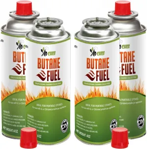 Jo Chef Butane Fuel Canister – Pure Refined Butane Gas Cylinder for Camping Stove, Portable Burners, Blow Torch Head, BBQ, Lighters & DIY Tools