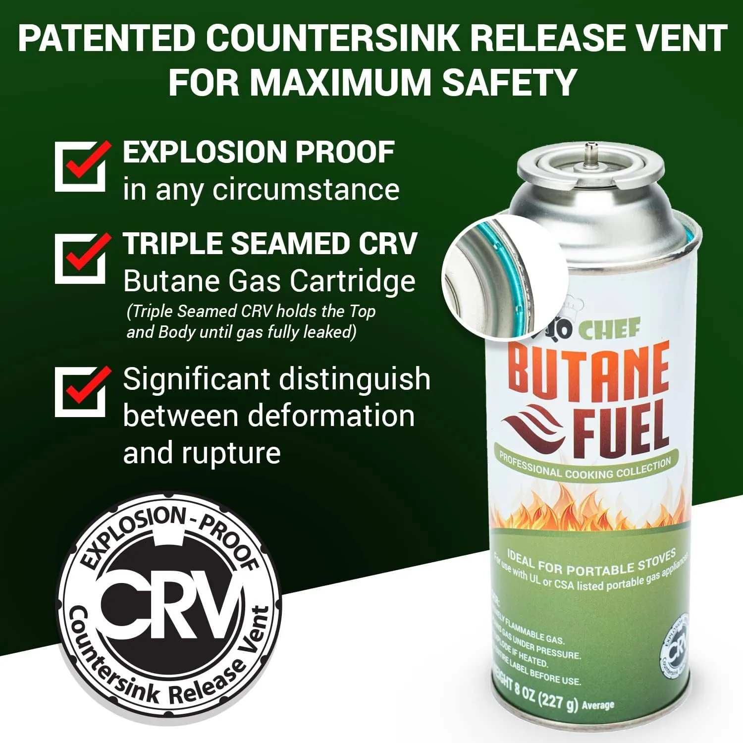 Jo Chef Butane Fuel Canister – Pure Refined Butane Gas Cylinder for Camping Stove, Portable Burners, Blow Torch Head, BBQ, Lighters & DIY Tools