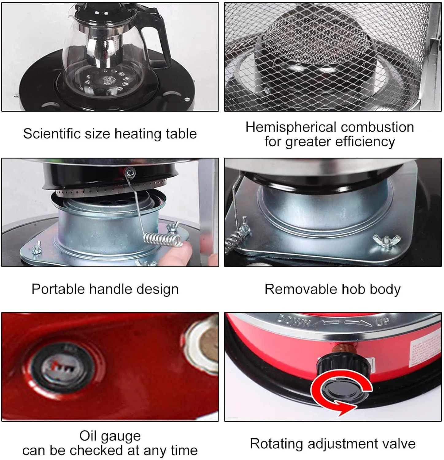 Kerosene Stove Indoor,With Storage Bag and 5 Wicks,Portable Petroleum Stove,Without Electricity Outdoor Camping Tent Paraffin Heater,Kerosene Stove Burner for Heating and Cooking,4.6L-Red