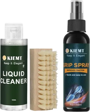 KIEMT 2-in-1 Sneaker Cleaner & Grip Enhancer Spary – Plant-Based Formula for Shoe Cleaning & Anti-Slip Protection – Works on Basketball, Hiking, Tennis, Gym Shoes (Cleaner 3.52Oz   Traction Spray 4Oz)