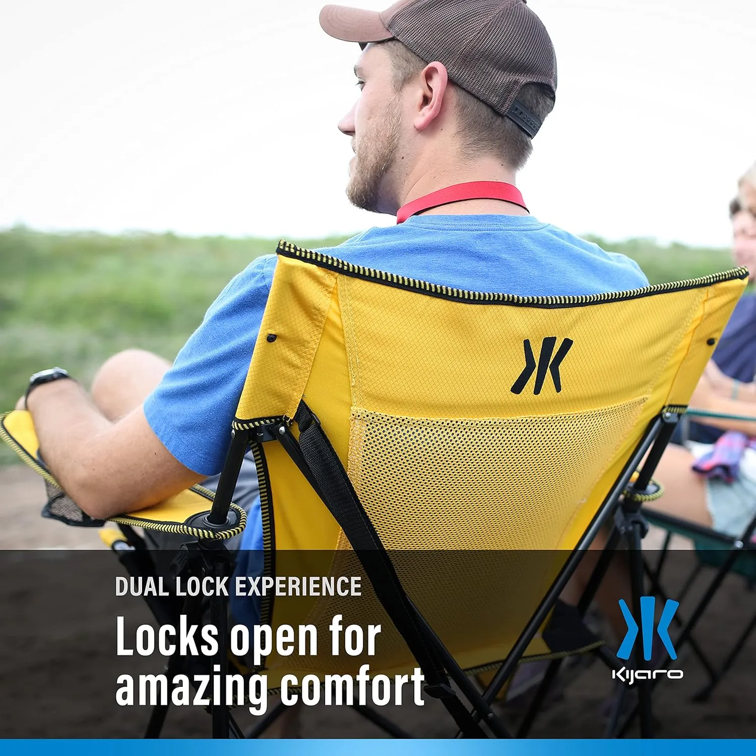Kijaro Enjoy Versatile Folding Sports, Outdoor Chair & Lawn Chair, Dual Lock Feature, Destination Print - Victoria Desert Orange
