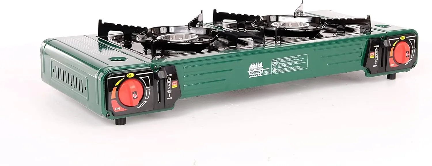 King Kooker Mr. Outdoors Cookout Model # MOC24S Double Butane Stove with Carry Bag, Green, Xlarge