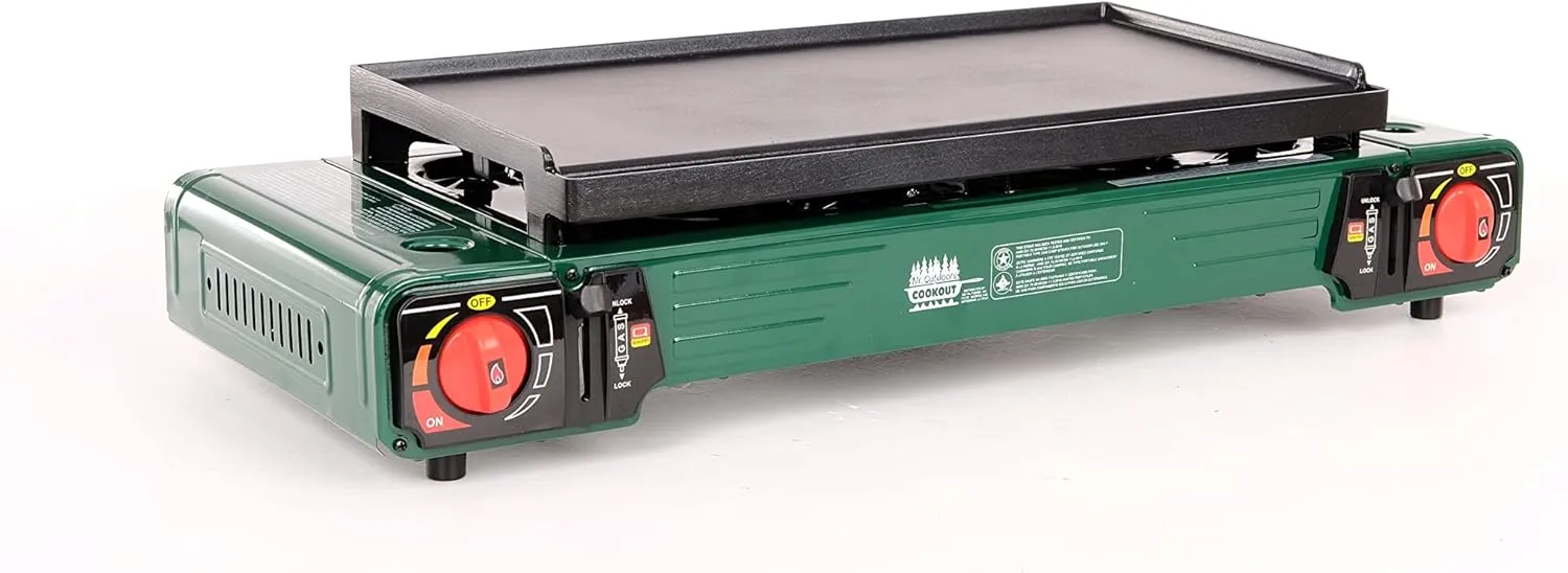 King Kooker Mr. Outdoors Cookout Model # MOC24S Double Butane Stove with Carry Bag, Green, Xlarge