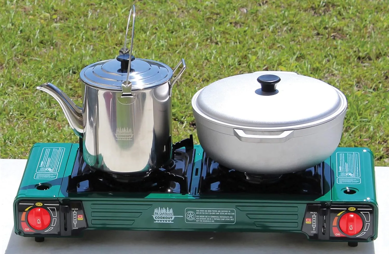 King Kooker Mr. Outdoors Cookout Model # MOC24S Double Butane Stove with Carry Bag, Green, Xlarge